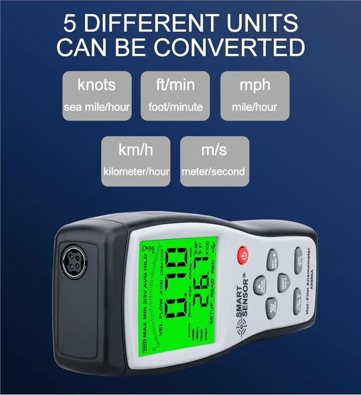 Digital USB Hot-film Anemometer With Data Stroage